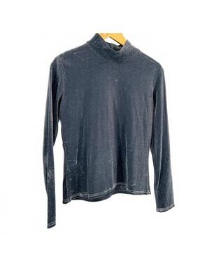 Vintage 90s Double D Ranch Black Glitter Mock Neck Top